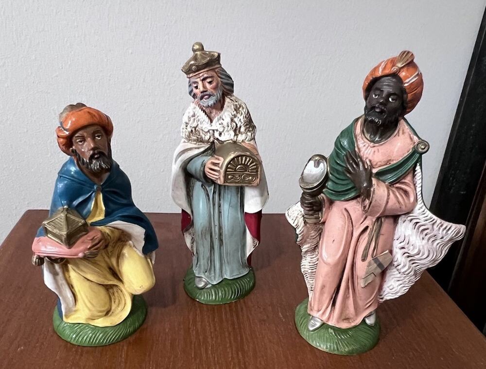 Vintage Italy Polymer Nativity Figurines Three Wise Men 605, 606 and 607